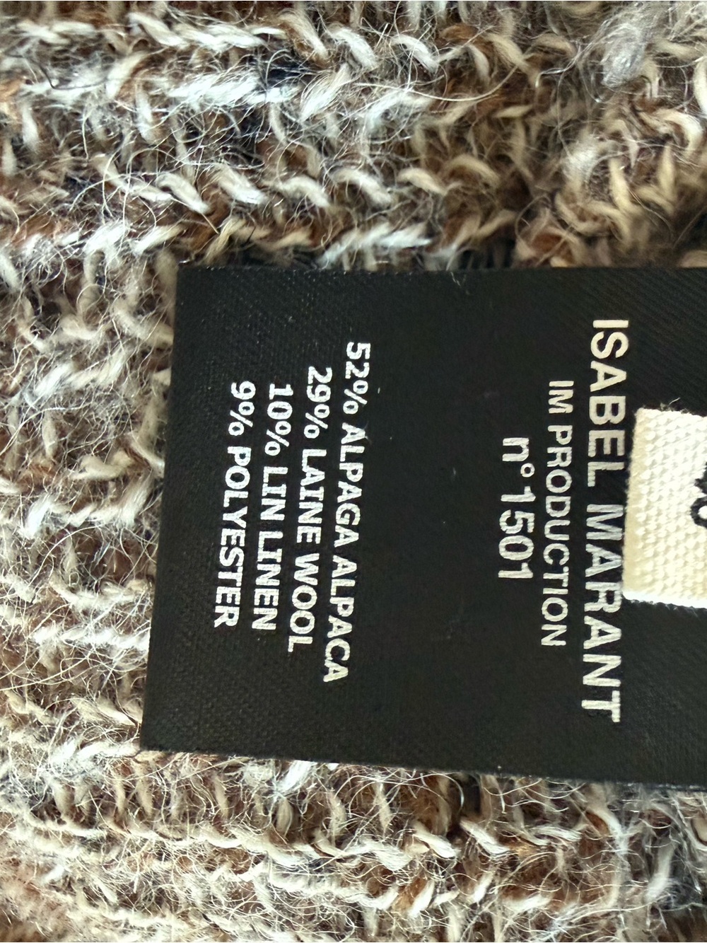 Isabel Marant Etoile Brown Cream Alpaca-Pattern Alpaca and Wool Cardigan Large - Picture 14 of 16
